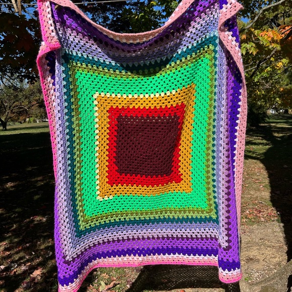 Vintage Rainbow Afghan Blanket